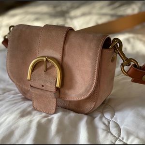 J Crew Suede Buckle Shoulder Bag
